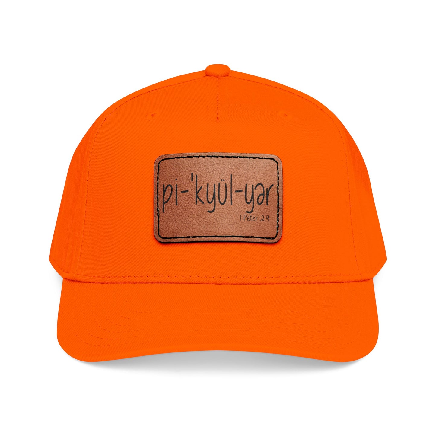 Leather Patch Baseball Cap — 'pi-kyui-yar' Handwritten Design