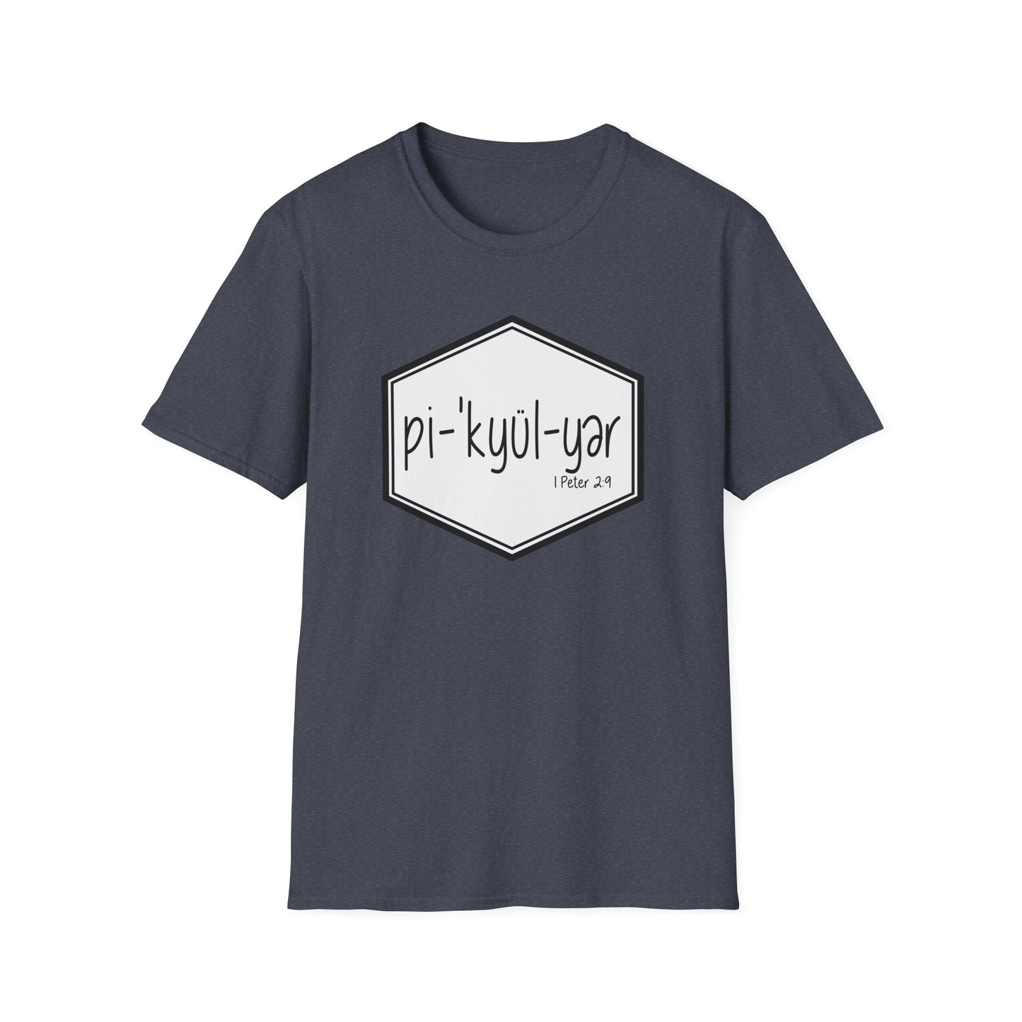 Pi·'kyül·yər Hex Badge Tee — Peculiar People (1 Peter 2:9)