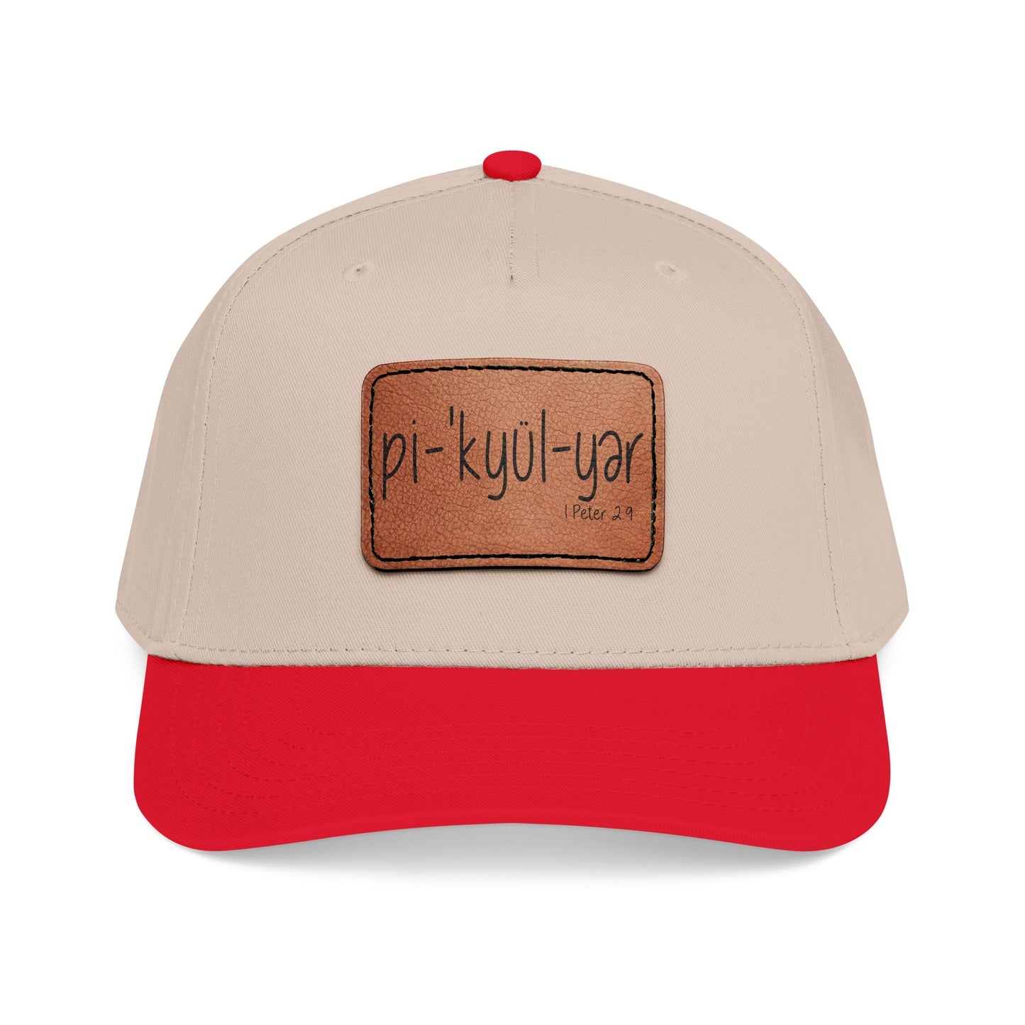 Leather Patch Baseball Cap — 'pi-kyui-yar' Handwritten Design