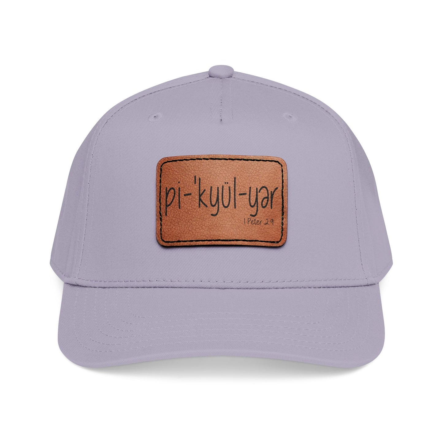 Leather Patch Baseball Cap — 'pi-kyui-yar' Handwritten Design