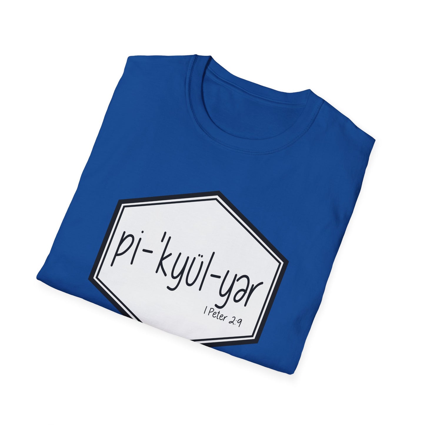 Pi·'kyül·yər Hex Badge Tee — Peculiar People (1 Peter 2:9)