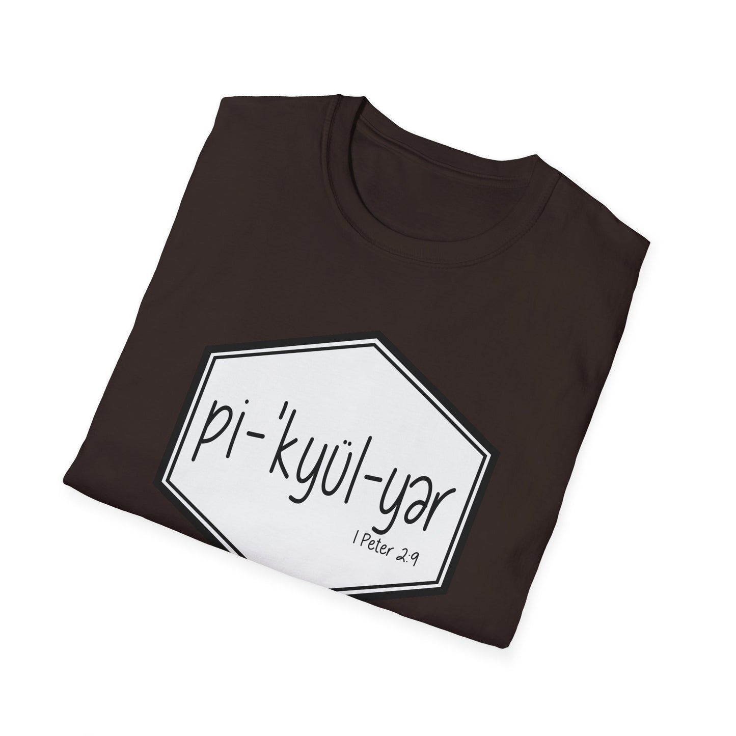 Pi·'kyül·yər Hex Badge Tee — Peculiar People (1 Peter 2:9)