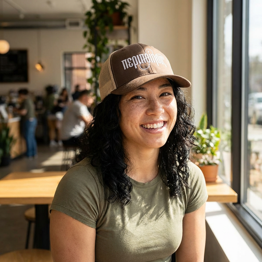 Peripoíēsis Embroidered Trucker Hat White Logo
