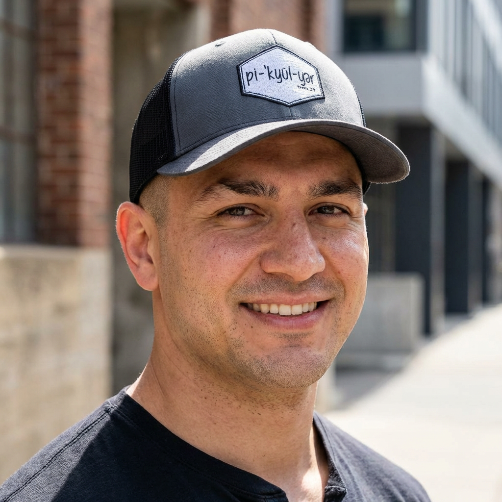 Pi·kyül·yar Hexagon Embroidered Trucker Snapback