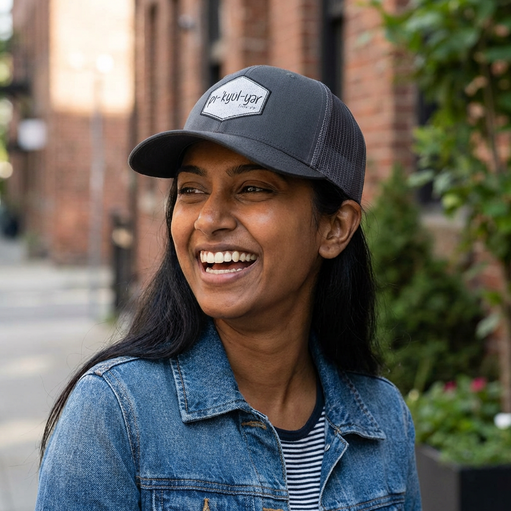 Pi·kyül·yar Hexagon Embroidered Trucker Snapback