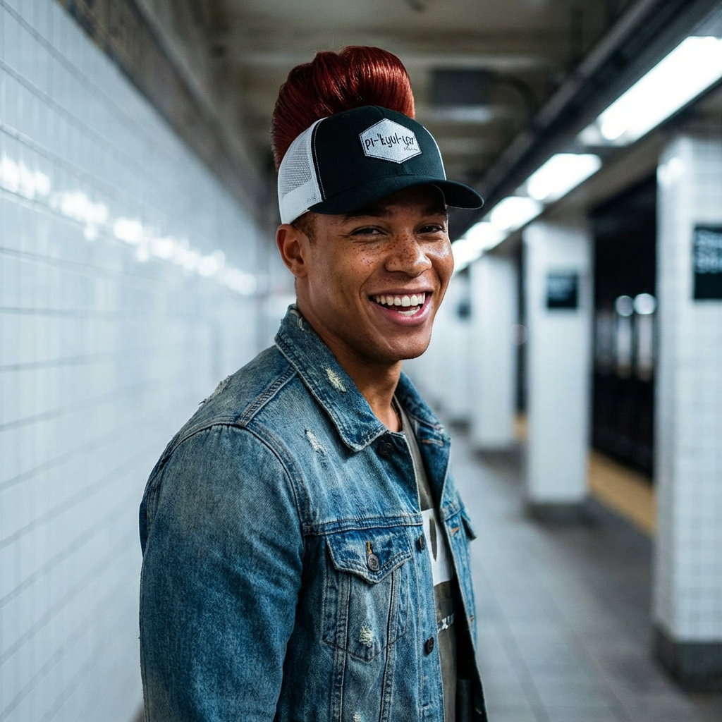 Pi·kyül·yar Hexagon Embroidered Trucker Snapback