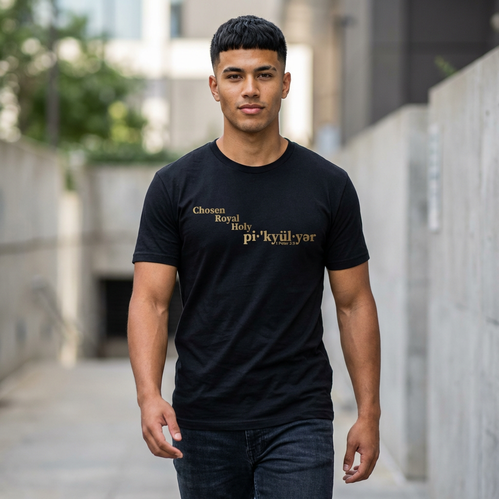 Chosen. Royal. Holy. Peculiar. — 1 Peter 2:9 Identity Tee