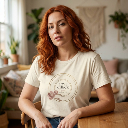 Love Check T-Shirt — ἀγάπη (Galatians 5:22)