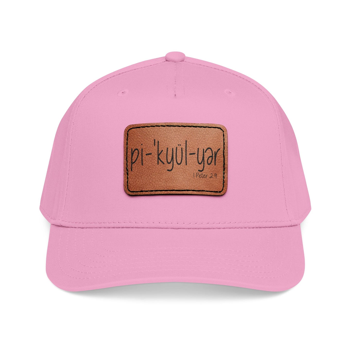 Leather Patch Baseball Cap — 'pi-kyui-yar' Handwritten Design
