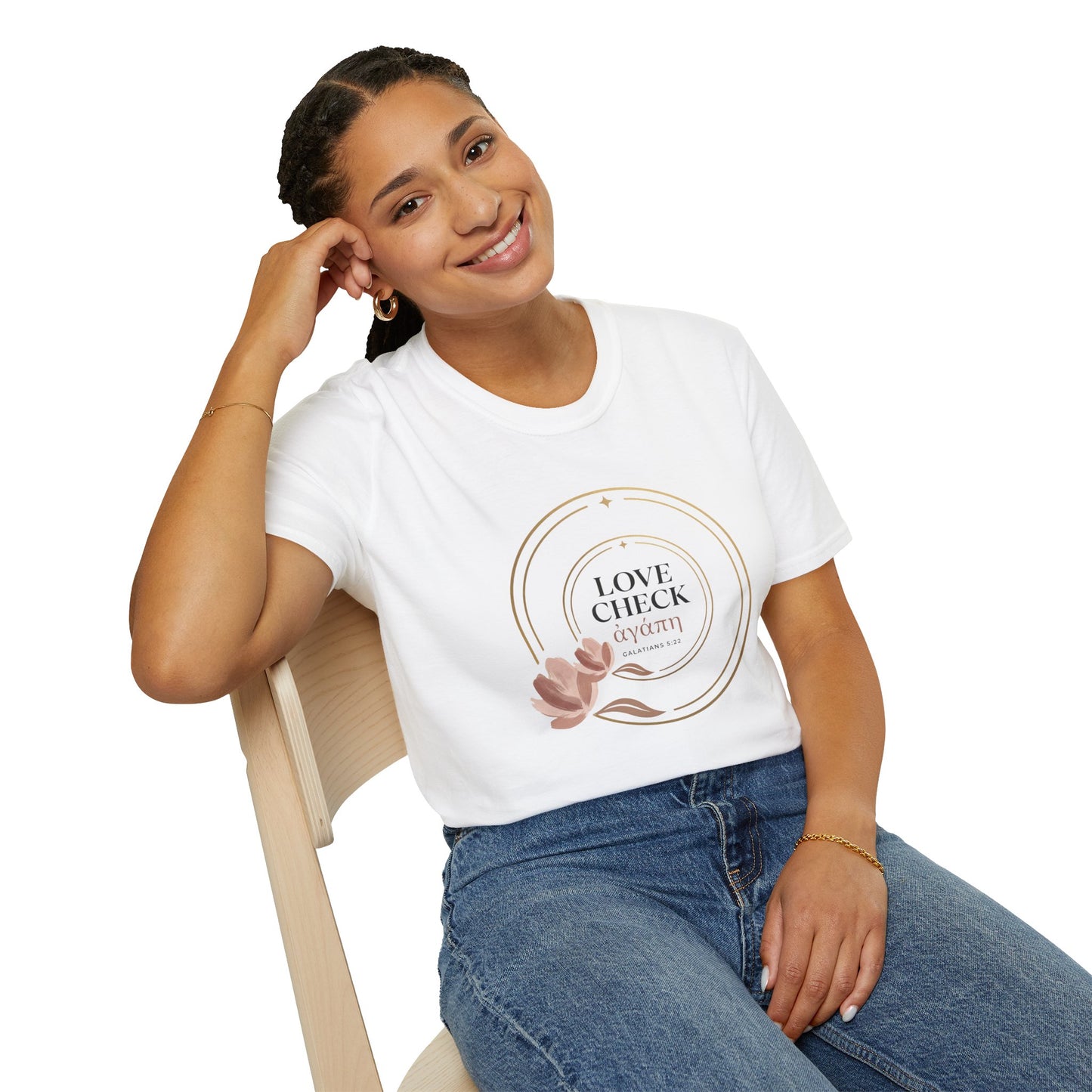 Love Check T-Shirt — ἀγάπη (Galatians 5:22)