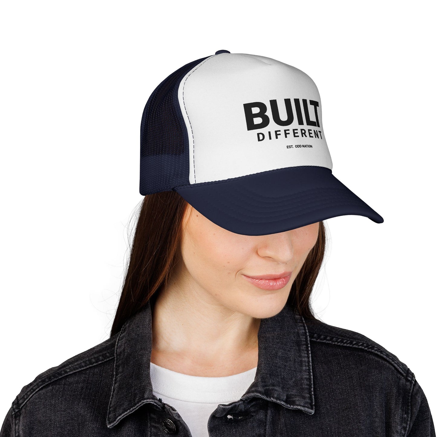 Built Different Retro Script Trucker Hat