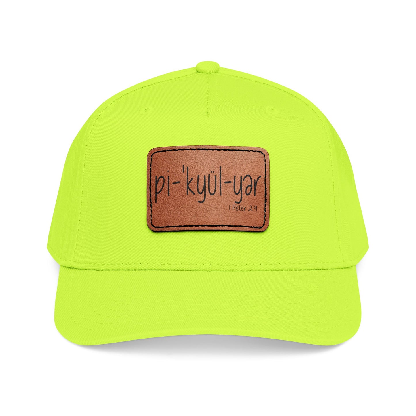 Leather Patch Baseball Cap — 'pi-kyui-yar' Handwritten Design